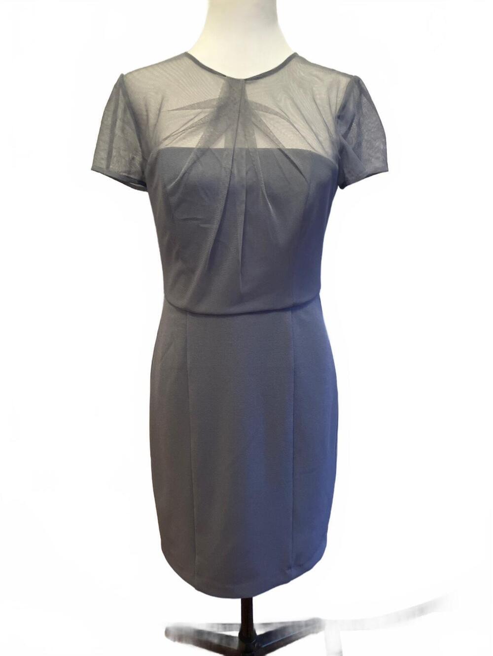 JS Collections Slate Blue Illusion Dress Sheath Cocktail Formal Size 2